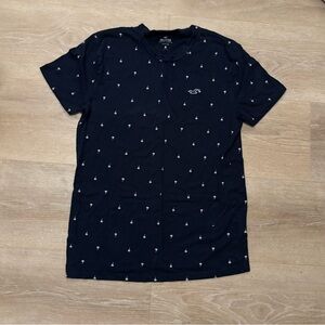 Hollister Dark Blue Tee with White Print